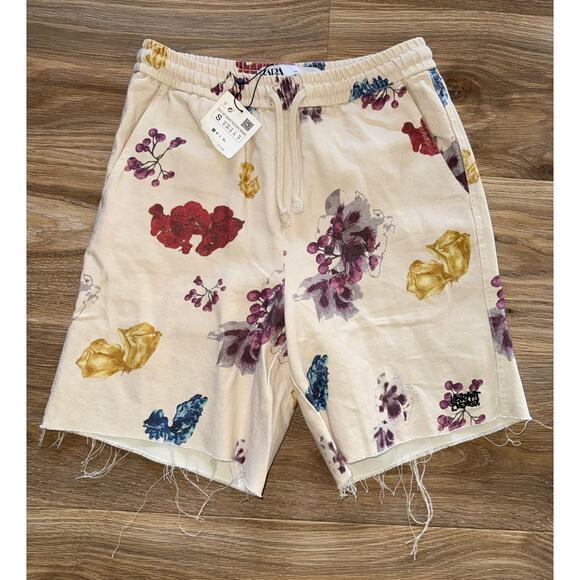 Zara Mens Relaxed Fit Distressed Floral Shorts - size  Small - OA - Picture 1 of 7